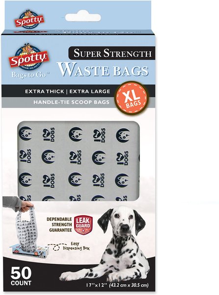 Spotty Extra-Thick Tie-Handle Dog Poop Bags, X-Large, 50 count