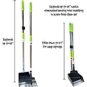Spotty Telescopic Tray & Rake Poop Scooper, 43-in