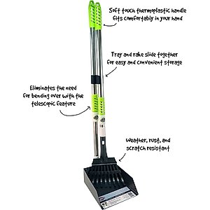 Spotty Telescopic Tray & Rake Poop Scooper, 43-in