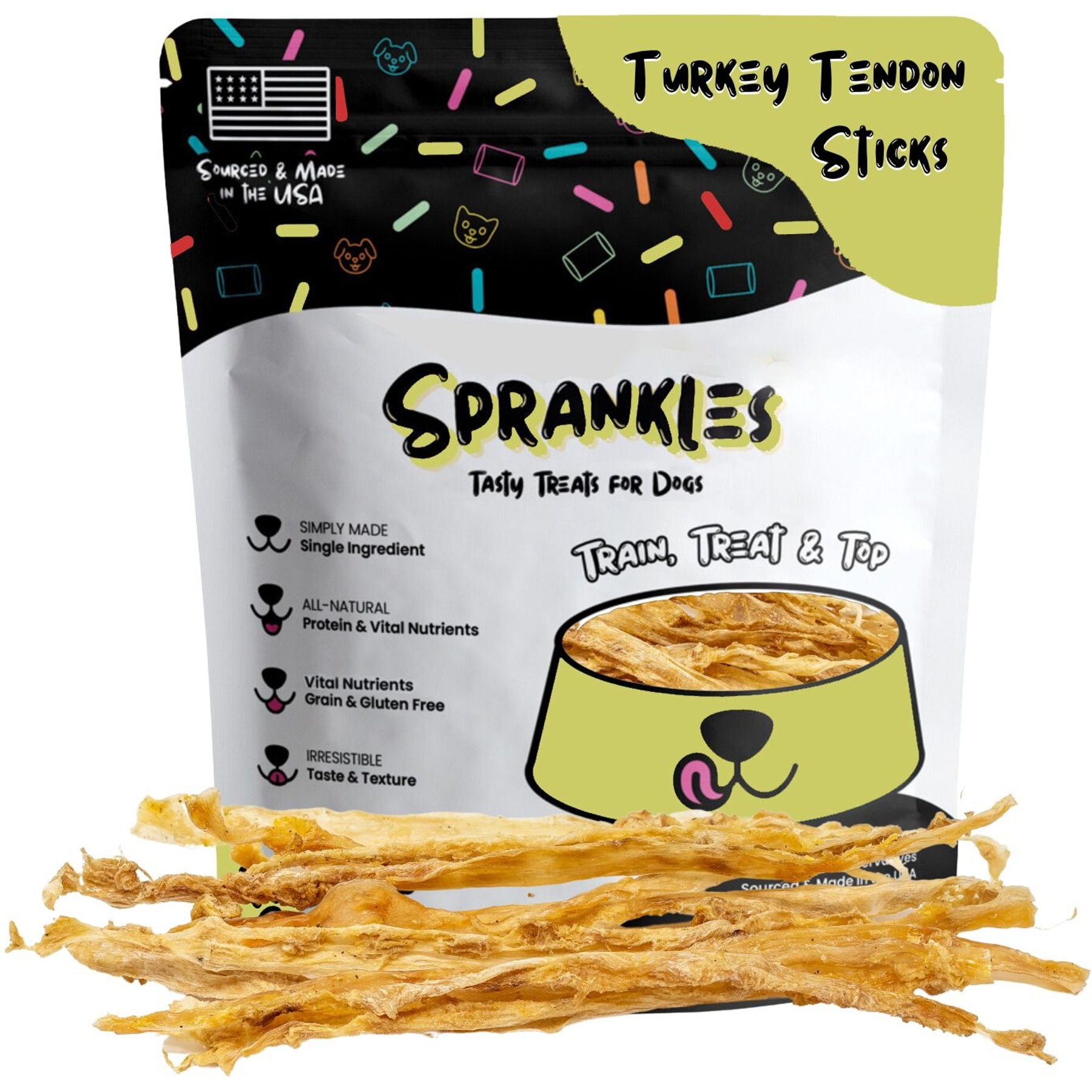 Sprankles All Natural Turkey Flavored Tendons Dog Chews, 8-oz bag