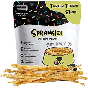 Sprankles All Natural Turkey Flavored Tendons Dog Chews, 8-oz bag