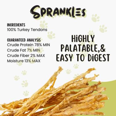Show full view: Sprankles All Natural Turkey Flavored Tendons Dog Chews, 8-oz bag slide 5 of 10