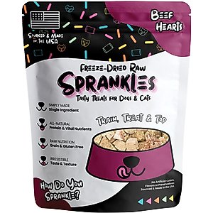 Sprankles Beef Hearts Grain-Free Freeze-Dried Dog & Cat Treats, 3-oz bag