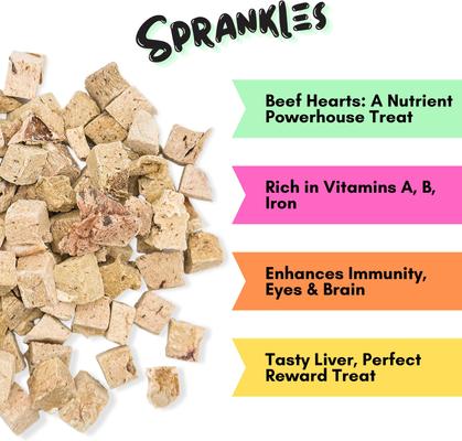 Show full view: Sprankles Beef Hearts Grain-Free Freeze-Dried Dog & Cat Treats, 3-oz bag slide 3 of 7