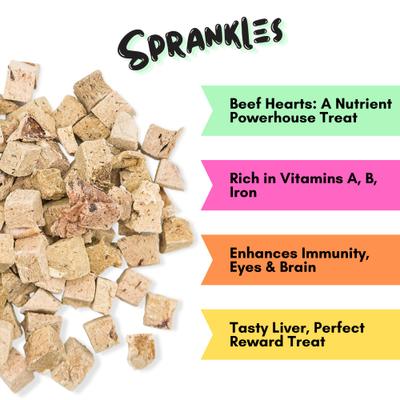 Show full view: Sprankles Beef Hearts Grain-Free Freeze-Dried Dog & Cat Treats, 6-oz bag slide 3 of 3