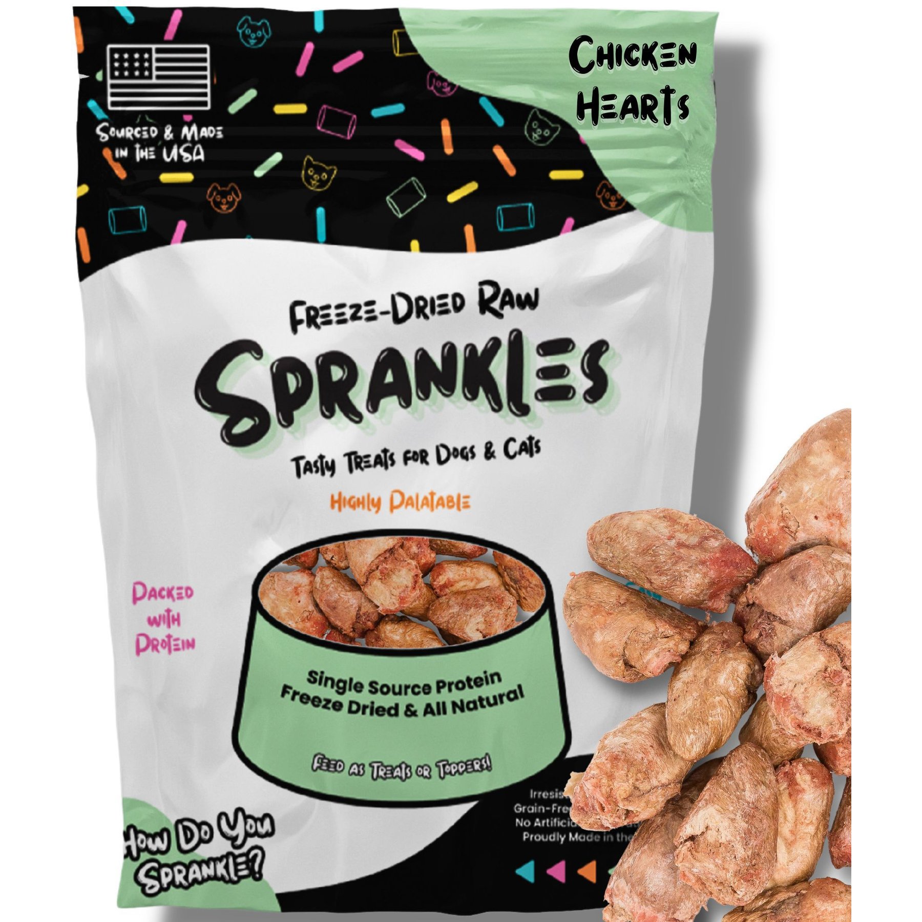 Sprankles Chicken Hearts Grain-Free Freeze-Dried Dog Treats, 12-oz bag