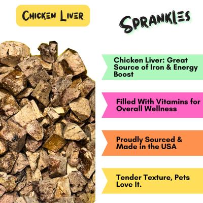 Show full view: Sprankles Chicken Liver Grain-Free Freeze-Dried Dog & Cat Treats, 6-oz bag slide 3 of 5