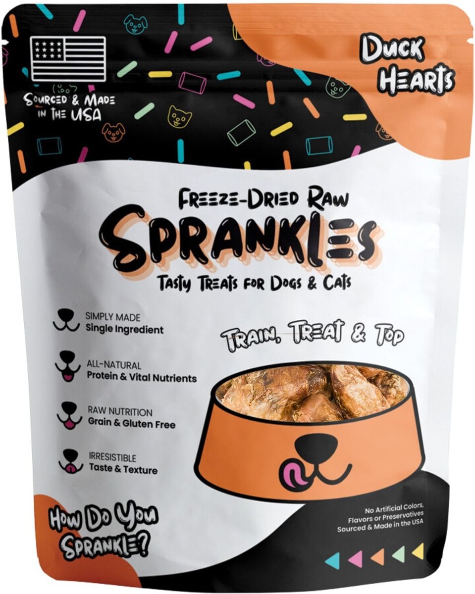 Sprankles Duck Heart Grain-Free Freeze-Dried Dog & Cat Treat, 5-oz bag