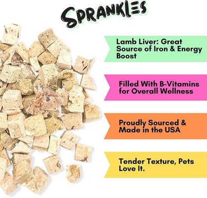 Show full view: Sprankles Lamb Liver Grain-Free Freeze-Dried Dog & Cat Treats, 6-oz bag slide 4 of 9
