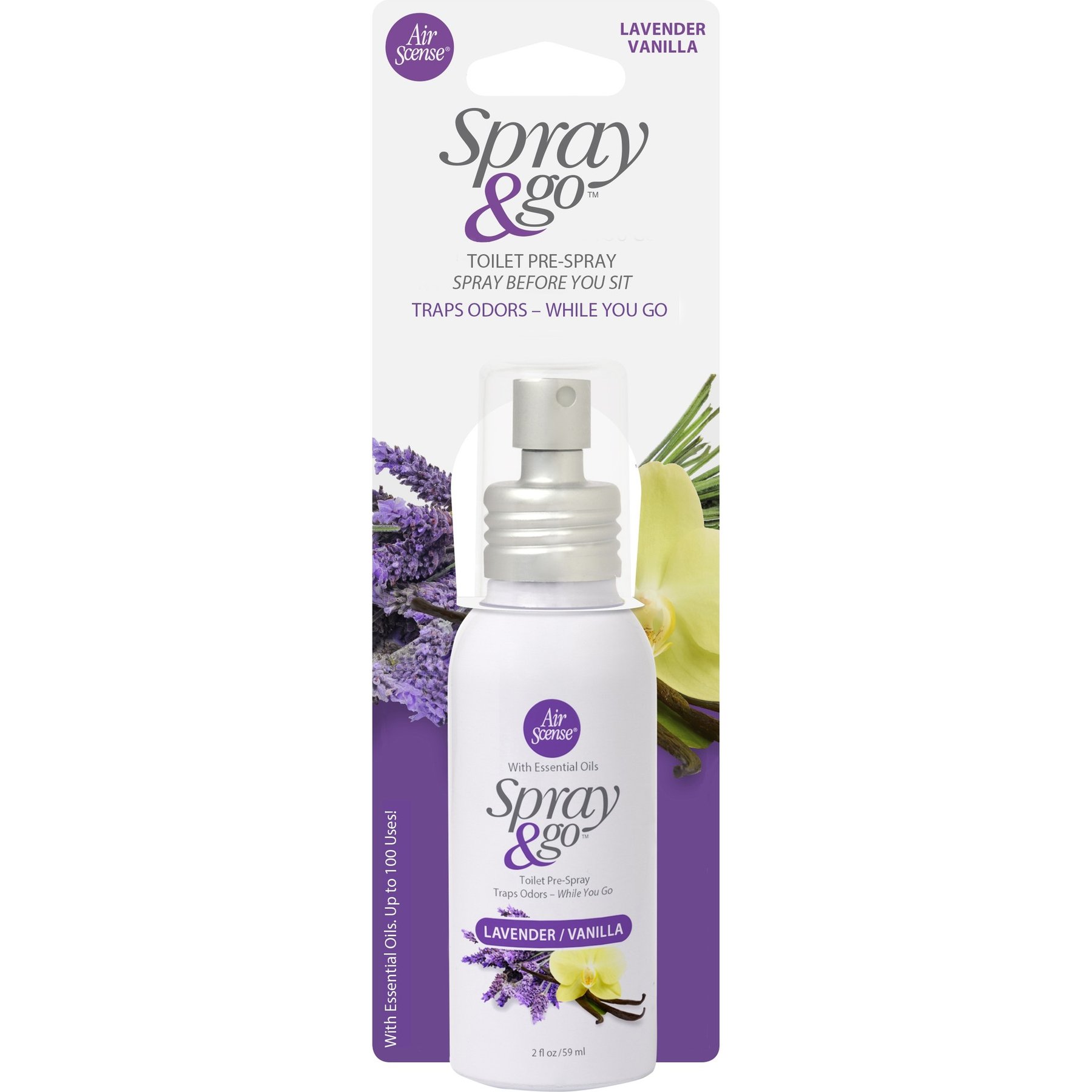 Spray & Go Toilet Pre-Spray Lavender Vanilla Dog & Cat Air Freshener, 2-fl oz bottle