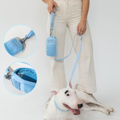 Show full view: Springland Nylon Dog Walk Bag + Leash, Sky Blue, Small: 4-ft long slide 6 of 6