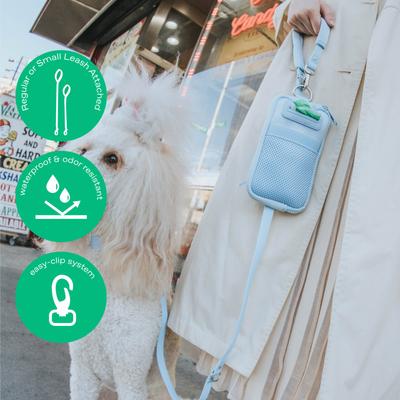 Show full view: Springland Nylon Dog Walk Bag + Leash, Sky Blue, Small: 4-ft long slide 4 of 6