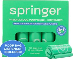 Springland Premium Poop Bag Dispenser with Bags, Unscented, 20 count