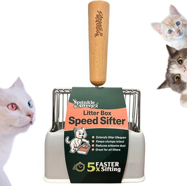 Show full view: Sprinkle & Sweep Litter Box Speed Sifter for Low Dust with Base Dock Cat Litter Box Scoop, Grey slide 1 of 10