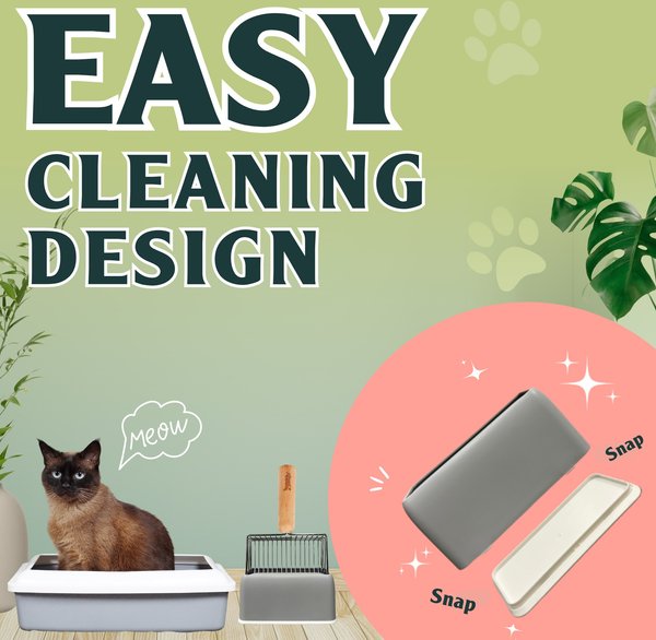 Show full view: Sprinkle & Sweep Litter Box Speed Sifter for Low Dust with Base Dock Cat Litter Box Scoop, Grey slide 5 of 10
