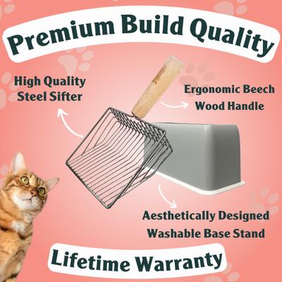 Show full view: Sprinkle & Sweep Litter Box Speed Sifter for Low Dust with Base Dock Cat Litter Box Scoop, Grey slide 4 of 10