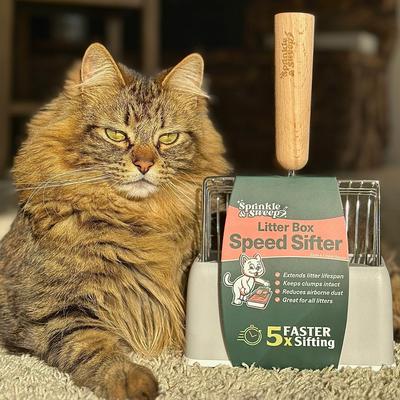 Show full view: Sprinkle & Sweep Litter Box Speed Sifter for Low Dust with Base Dock Cat Litter Box Scoop, Grey slide 8 of 10