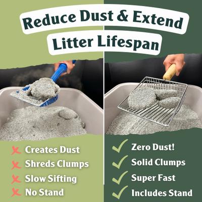 Show full view: Sprinkle & Sweep Litter Box Speed Sifter for Low Dust with Base Dock Cat Litter Box Scoop, Grey slide 2 of 10