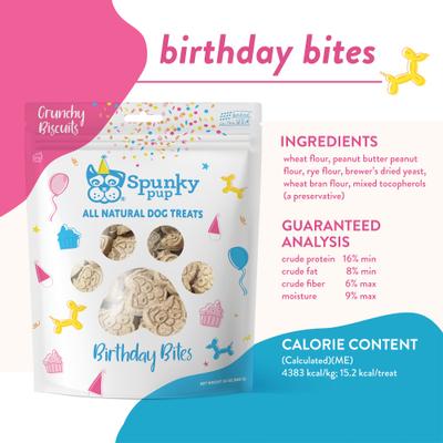 Show full view: Spunky Pup Birthday Bites Peanut Butter Biscuits Crunchy Dog Treats, 24-oz bag slide 4 of 8