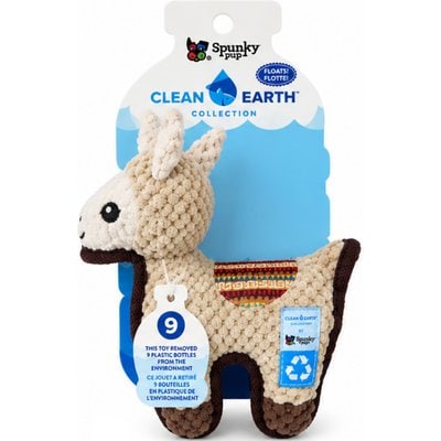 Spunky Pup Spunky Pup Clean Earth Textured Recycled Llama Squeaky Dog Plush Toy, Tan