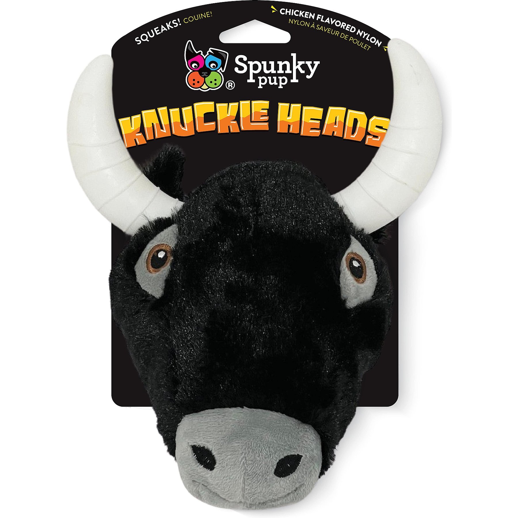 Spunky Pup Knuckleheads Bull Tough Plush Dog Chew Toy