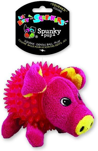 Spunky Pup Lil' Bitty Squeakers Pig Squeaky Plush Dog Toy
