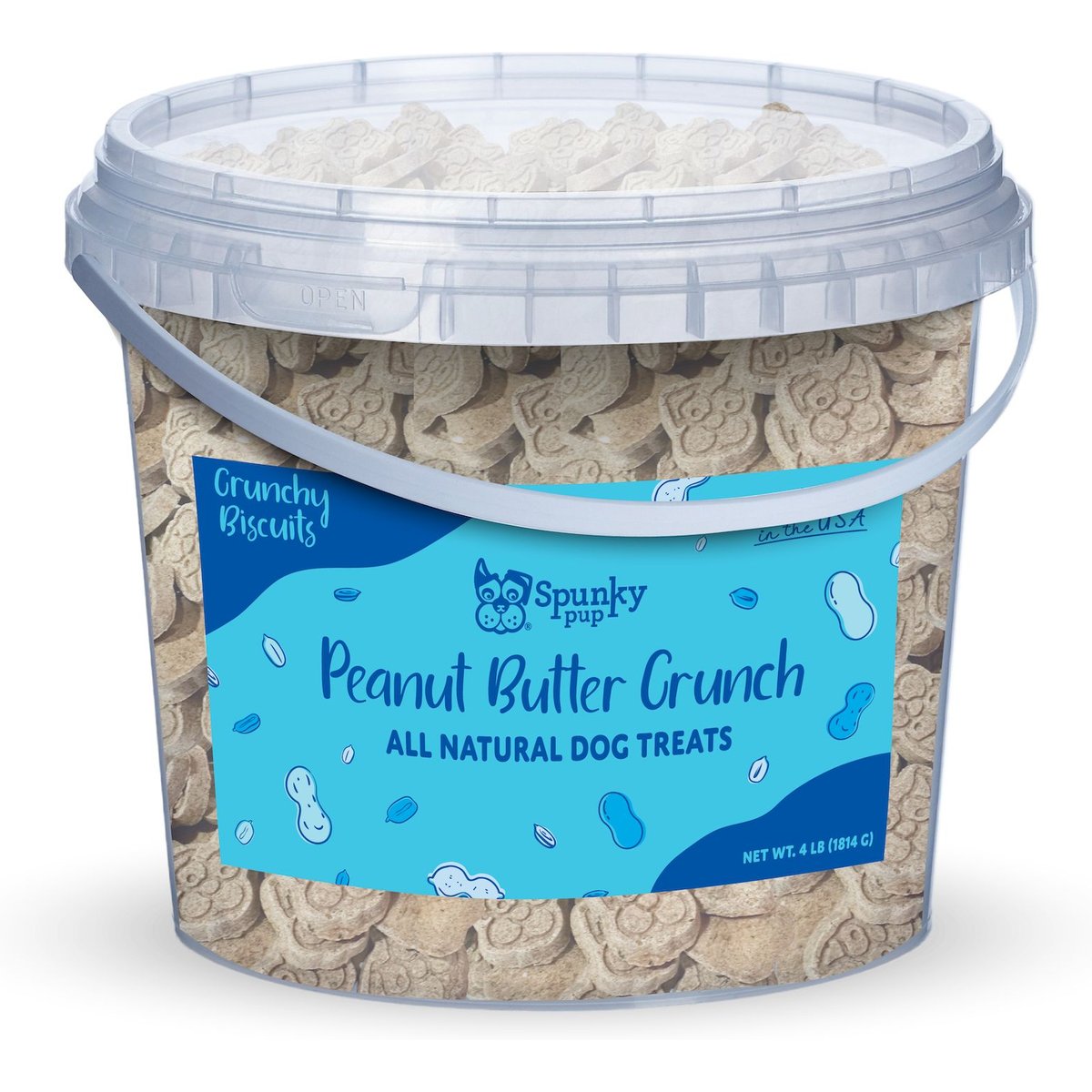 Spunky Pup Peanut Butter Flavored Biscuits Crunchy Dog Treats, 4-lb bucket
