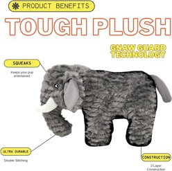 Spunky Pup Tough Plush Dog Toy, Gray, Elephant slide 2 of 4