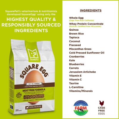Show full view: SquarePet Square Egg Meat Free Formula Dry Dog Food, 19.8-lb bag slide 5 of 9