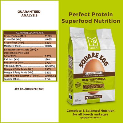 Show full view: SquarePet Square Egg Meat Free Formula Dry Dog Food, 19.8-lb bag slide 6 of 9