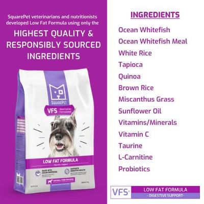 Show full view: SquarePet VFS Digestive Support Low Fat Formula Dry Dog Food, 4.4-lb bag slide 5 of 10