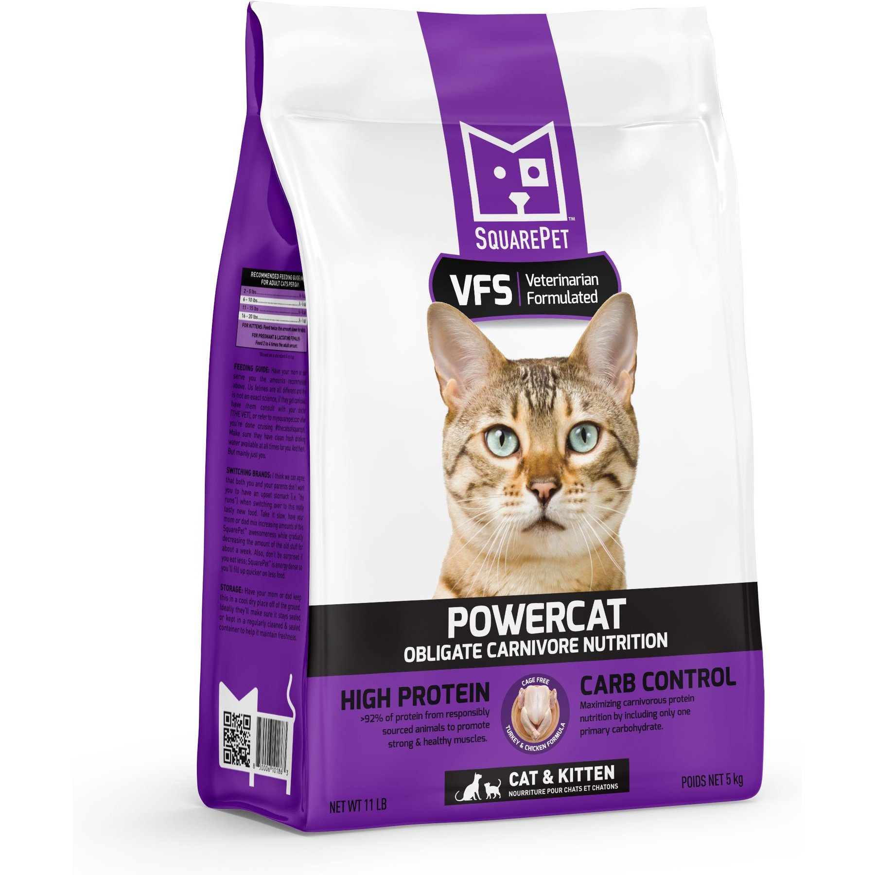 SquarePet VFS PowerCat Turkey & Chicken High Protein Dry Cat Food, 11-lb bag