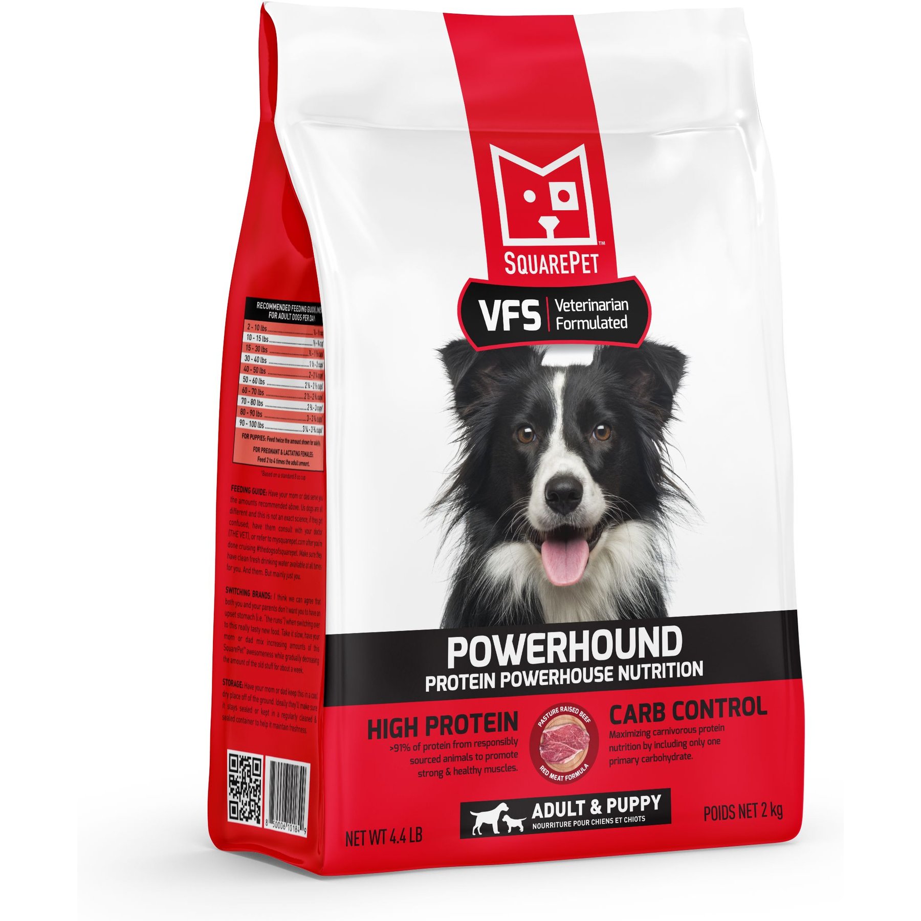 SquarePet VFS PowerHound Red Meat High Protein Dry Dog Food, 4.4-lb bag