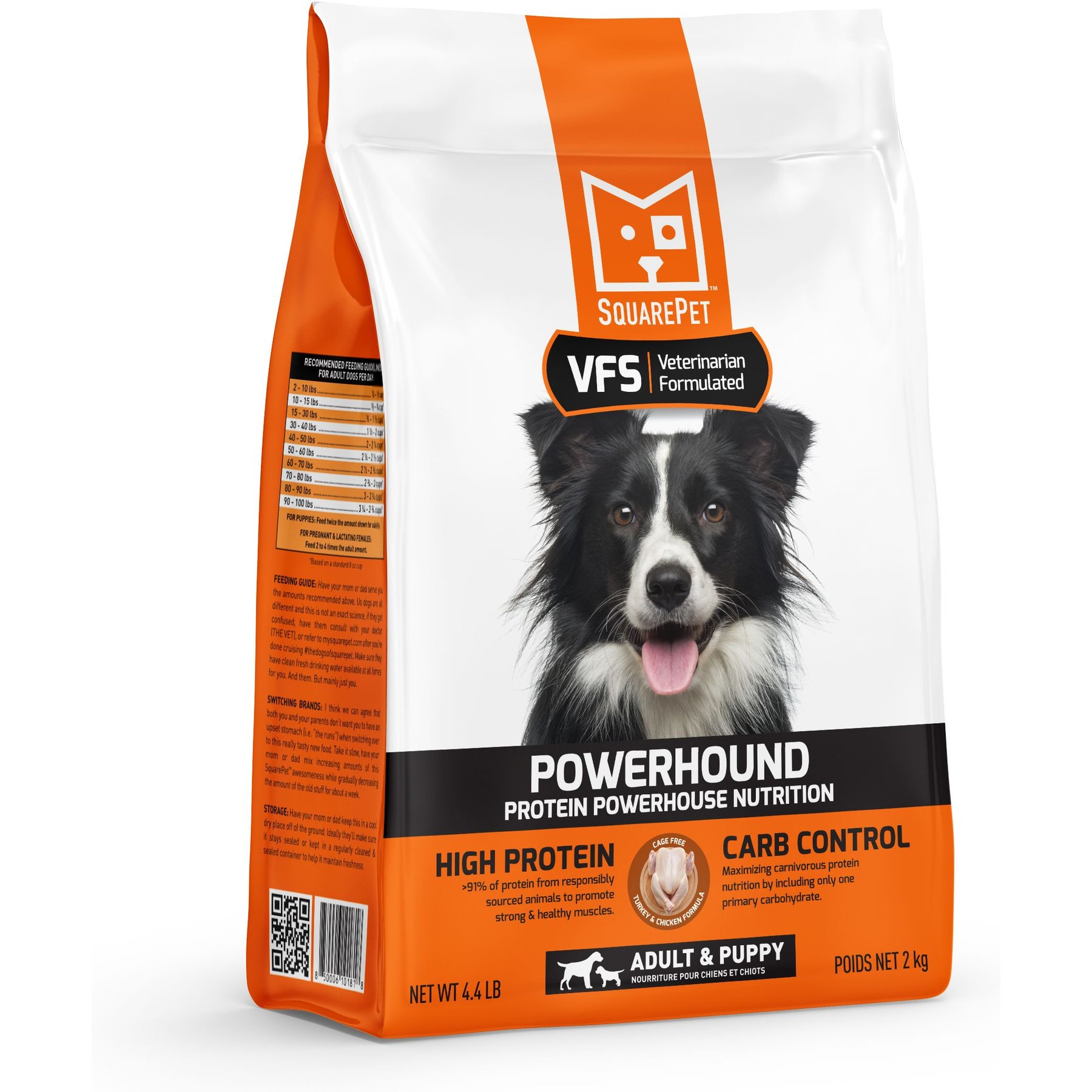 SquarePet VFS PowerHound Turkey & Chicken High Protein Dry Dog Food, 4.4-lb bag