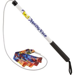 Squishy Face Studio Flirt Pole V2 with Lure Squeaky Dog Toy, Rainbow Tie Dye, Junior