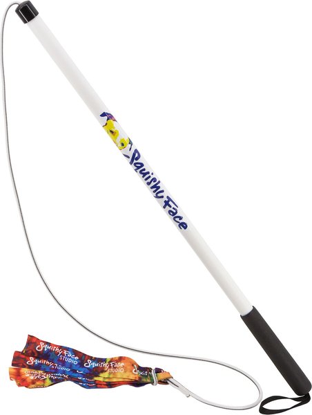 Show full view: Squishy Face Studio Flirt Pole V2 with Lure Squeaky Dog Toy, Rainbow Tie Dye, Regular slide 1 of 4