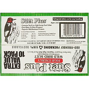 St. Albans Bay Suet Plus High Energy Suet Wild Bird Food, 10 count