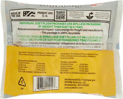 Show full view: St. Albans Bay Suet Plus Mealworms & Nuts Suet Wild Bird Food, case of 12 slide 3 of 6