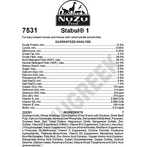 Stabul 1 Equine Diets Fenugreek Low Sugar, Low Starch Horse Feed, 40-lb bag