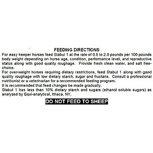 Stabul 1 Equine Diets Fenugreek Low Sugar, Low Starch Horse Feed, 40-lb bag