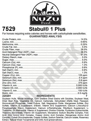 Show full view: Stabul 1 Plus Fenugreek Low Sugar, Low Starch Horse Feed, 40-lb bag slide 3 of 7