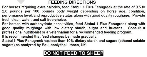 Show full view: Stabul 1 Plus Fenugreek Low Sugar, Low Starch Horse Feed, 40-lb bag slide 4 of 7