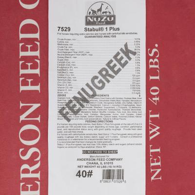 Show full view: Stabul 1 Plus Fenugreek Low Sugar, Low Starch Horse Feed, 40-lb bag slide 6 of 7