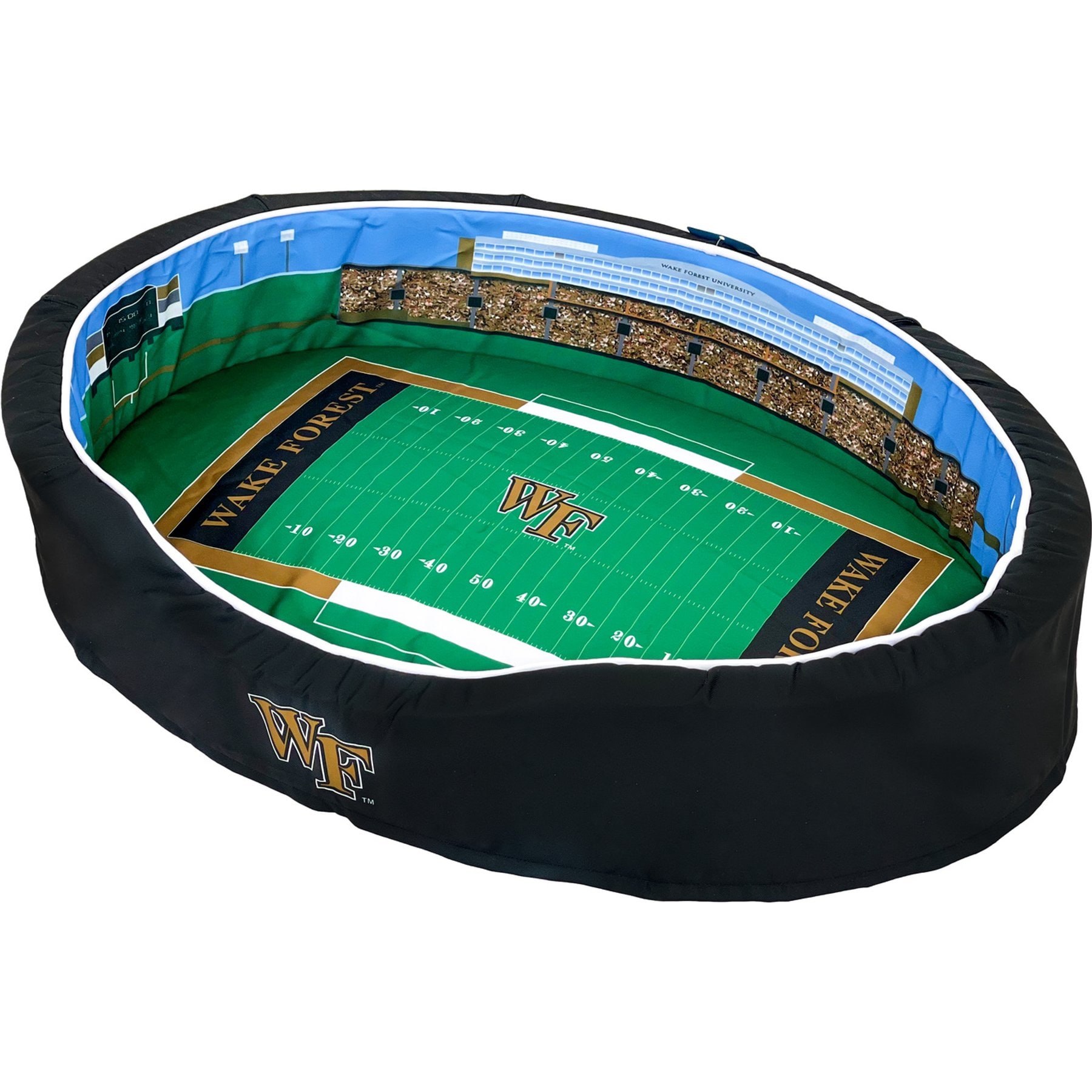 StadiumSpot ACC College Stadium Bolster Dog Bed with Removable Cover, Wake forest, Medium