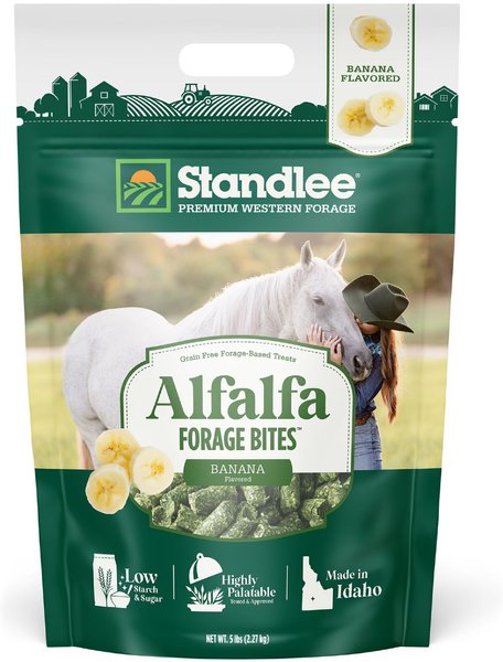 Show full view: Standlee Forage Bites Alfalfa Banana Horse Treats, 5-lb bag slide 1 of 3