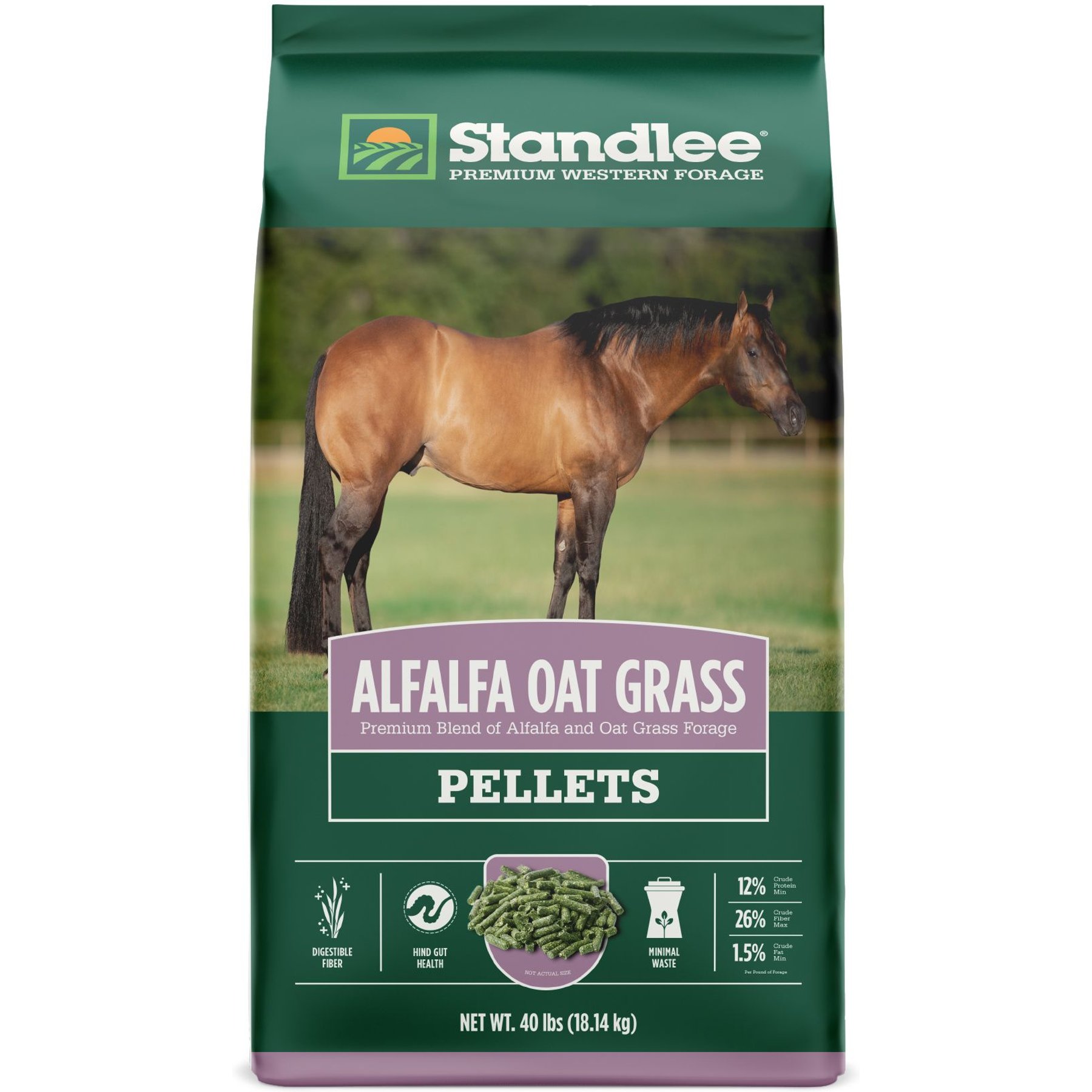 Standlee Premium Western Forage Alfalfa Oat Grass Hay Pellets Horse Feed, 40-lb bag