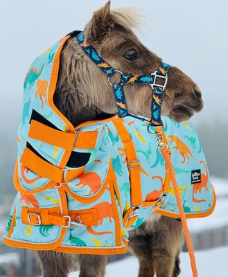 Show full view: Star Point Horsemanship Blue Dinosaur 220 Hooded Waterproof Horse Blanket, Blue Dinosaur, 68 to 70-in slide 2 of 2