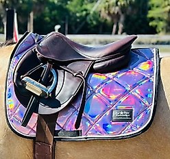 Star Point Horsemanship Holographic English Horse Saddle Pads, Pink Holographic, Miniature Horse 38-in & under
