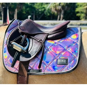 Star Point Horsemanship Holographic English Horse Saddle Pads, Pink Holographic, Miniature Horse 38-in & under