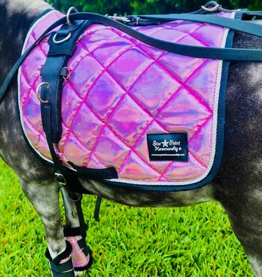 Show full view: Star Point Horsemanship Holographic English Horse Saddle Pads, Pink Holographic, Miniature Horse 38-in & under slide 3 of 3
